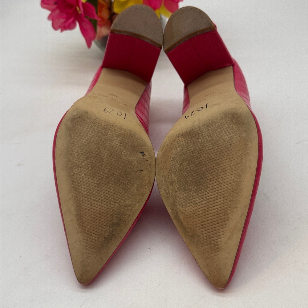 Marc Fisher Bright Pink Pointed Toe Block Heel Pumps Size 8.5 MCH9488A - Picture 6 of 8